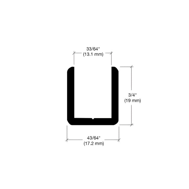 CRL Brite Anodized 1/2" Fixed Panel Shower Door Deep U-Channel - 95"