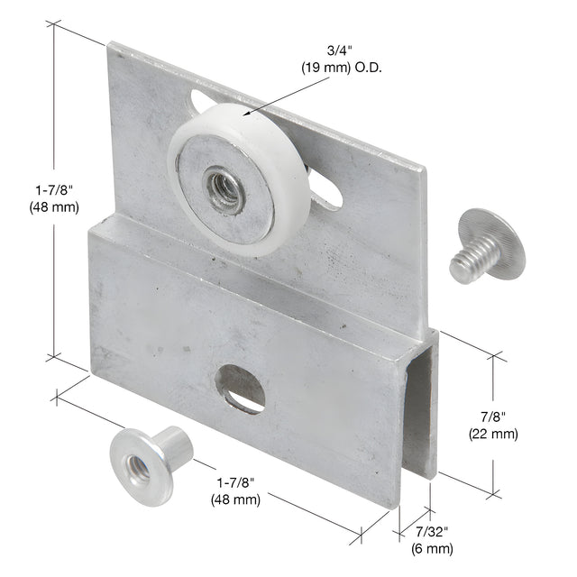CRL Chrome 3/4" Nylon Ball Bearing Shower Door Flat Edge Roller Assembly
