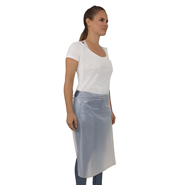 Disposable Poly Aprons, 1 mil White – 100/Bag