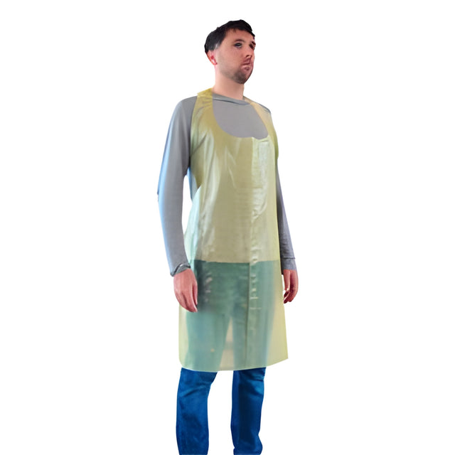 Disposable Poly Aprons, 1 mil, Yellow – 100/Bag
