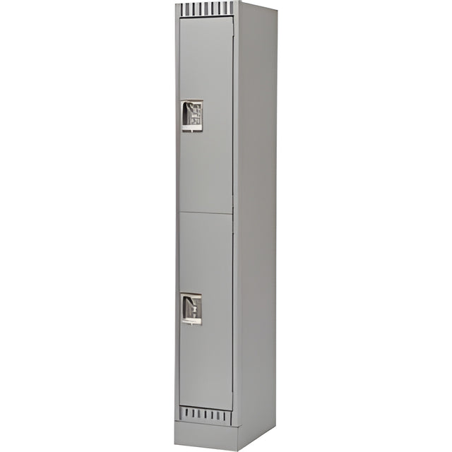 Double Tier Lockers, with Recessed Base, Bank of 1, 12"x 18"x 76", Grey