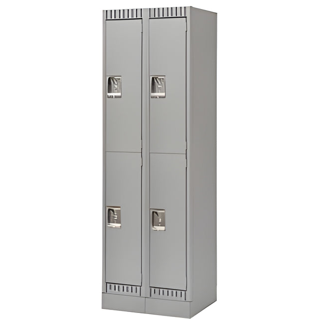 Double Tier Lockers, with Recessed Base, Bank of 3, 36"x 18"x 76", Grey