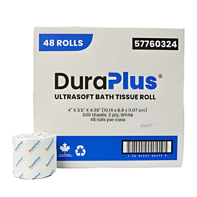 DuraPlus Ultrasoft Standard Bathroom Tissue,2 Ply, 500 sheets / Roll- 48 Rolls / Case