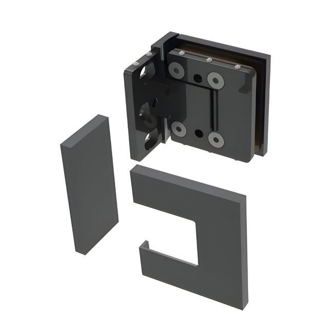 CRL Matte Black Bellagio Adjustable Wall Mount Offset Back Plate Hinge