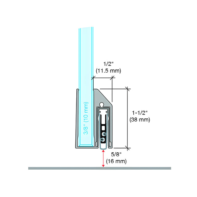 Fallbrook Captured Drop Seal for 3/8" (10mm) Glass Satin Anodized