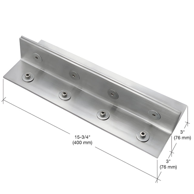 CRL 316 Brushed Stainless 16" Fin Top/Bottom Shoe Fitting for 3/4" Glass