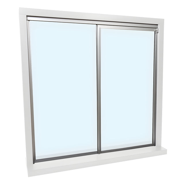 CRL Florence Satin Anodized Factory Glazed "OX" Model with 1/4" Tempered Glass Pass-Thru Assembly 36" Width 48" Height