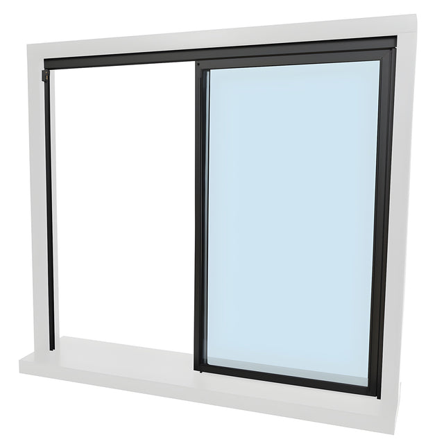 CRL Florence Black Bronze Anodized Factory Glazed "XO" Model with 1/4" Tempered Glass Pass-Thru Assembly 48" Width 48" Height