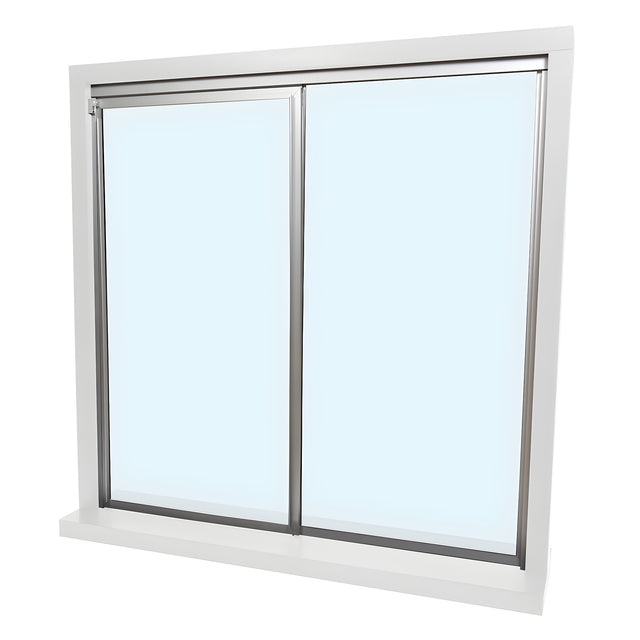 CRL Florence Satin Anodized Factory Glazed "XO" Model with 1/4" Tempered Glass Pass-Thru Assembly 36" Width 48" Height