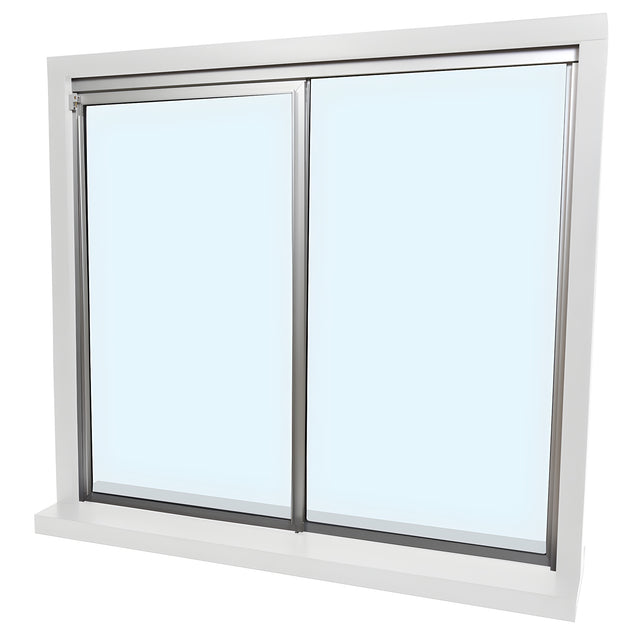 CRL Florence Satin Anodized Factory Glazed "XO" Model with 1/4" Tempered Glass Pass-Thru Assembly 48" Width 48" Height