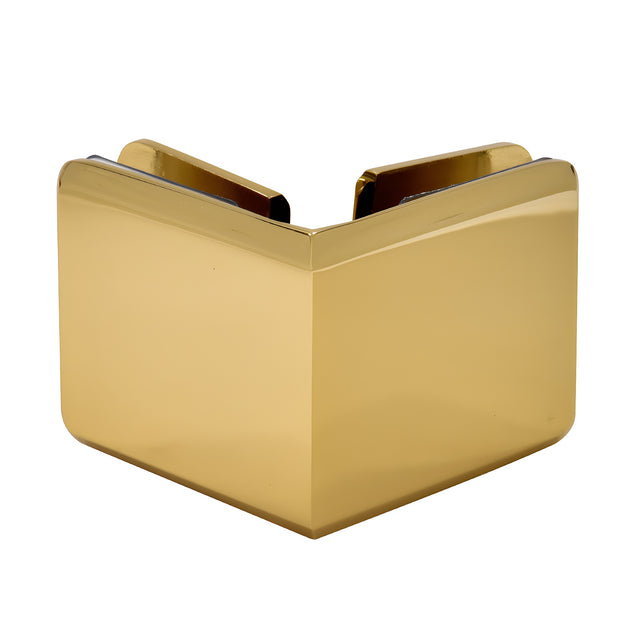 CRL Unlacquered Brass Beveled Style 90º Glass-to-Glass Clamp