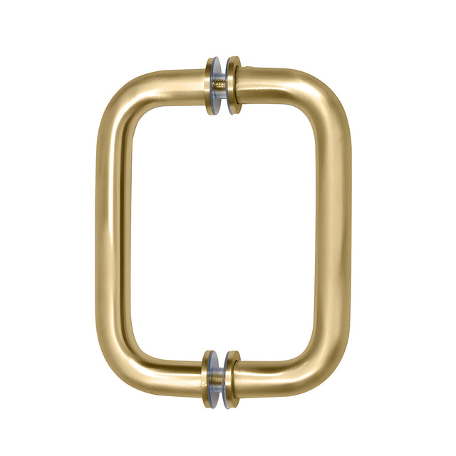 CRL Satin Brass 6" Back-to-Back Solid Brass 3/4" Diameter Pull Handles with Metal Washers