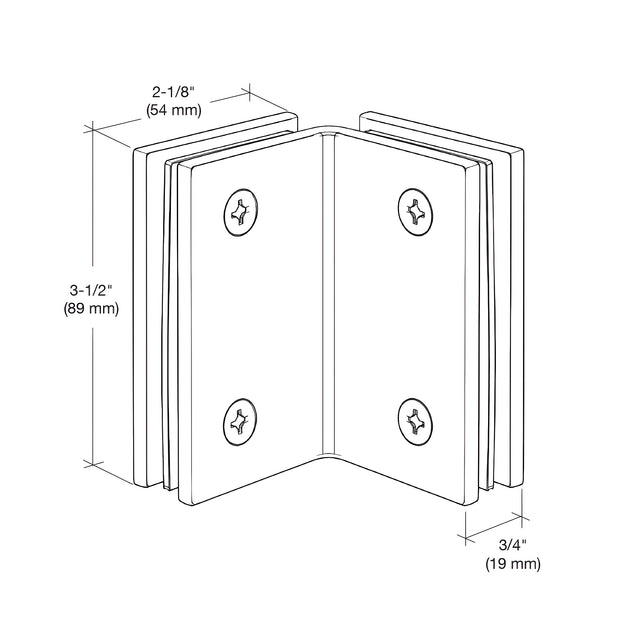 CRL Brushed Nickel Geneva Series Glass-to-Glass Bracket