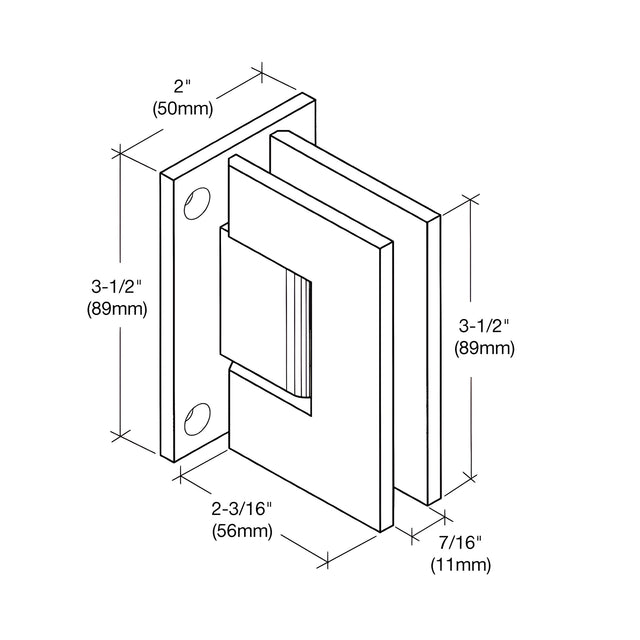 CRL Satin Brass Geneva 037 Series Wall Mount Full Back Plate Standard Hinge