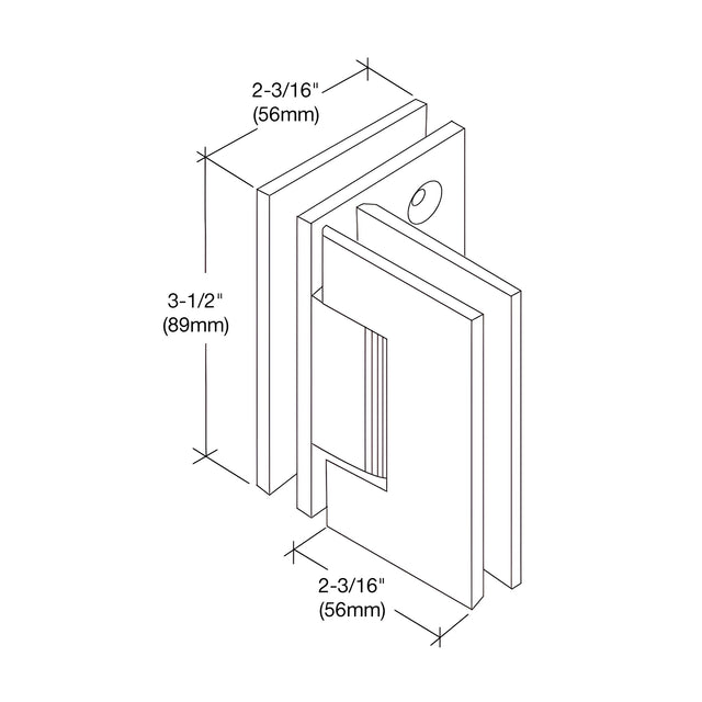 CRL Polished Brass Geneva 092 Series 90 Degree Glass-to-Glass Hinge
