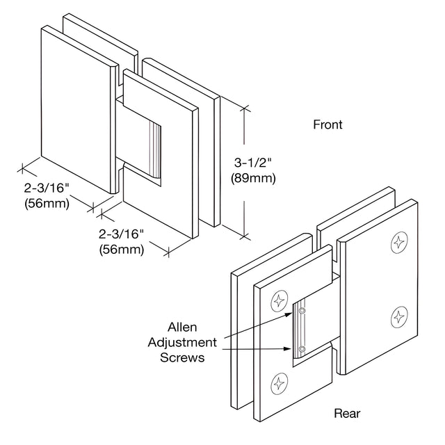 CRL Satin Brass Geneva 380 Series Adjustable 180 Degree Glass-to-Glass Hinge