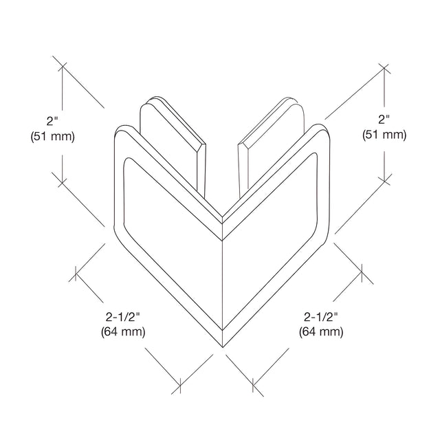 CRL Polished Nickel Beveled Style 90º Glass-to-Glass Clamp