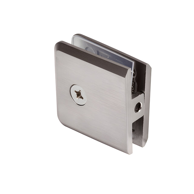 CRL Brushed Nickel Beveled Hole-in-Glass Style Wall Mount Heavy-Duty Glass Clamp
