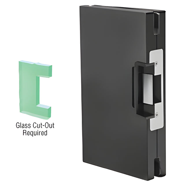 CRL Matte Black 6" x 10" LH/RHR Custom Center Lock Glass Keeper With Deadlatch Electric Strike