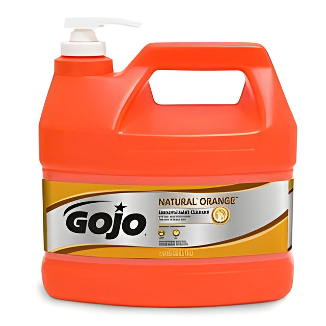 Gojo Natural Orange Smooth Hand Cleaner with Pump- 1 Gallon x 4 Bottles / Case, 1/2 Gallons