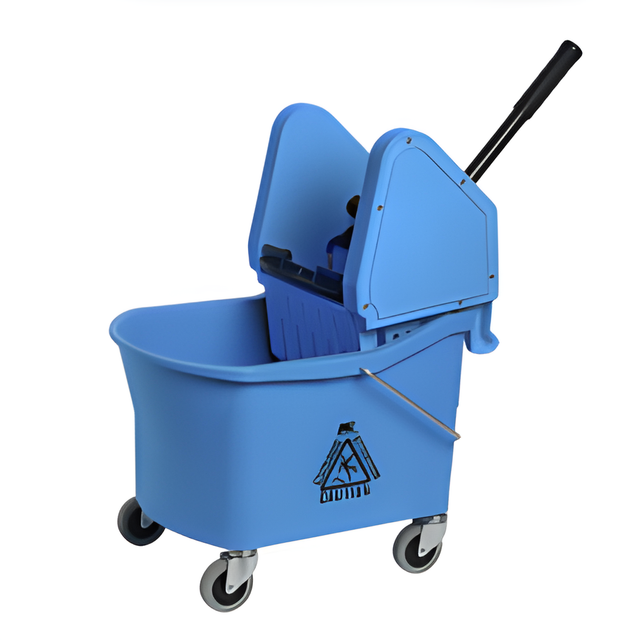 Grizzly Mop Bucket with Down Press Wringer, Blue, 32 Quart