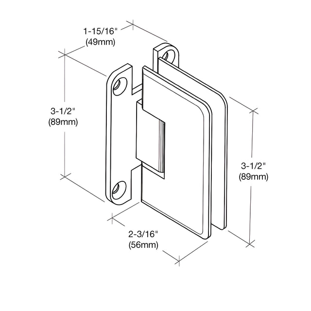 CRL Polished Nickel Pinnacle 537 Series 5 Degree Pre-Set Wall Mount 'H' Back Plate Hinge