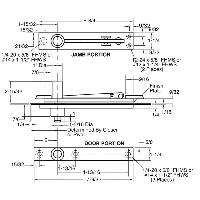 Rixson® Heavy-Duty Long Pivot Pin Center-Hung Top Pivot with Satin Chrome Cover Plate