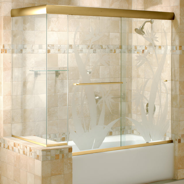 CRL Brite Gold Anodized 60" x 60" Cottage CK Series Sliding Shower Door Kit With Clear Jambs for 3/8" Glass