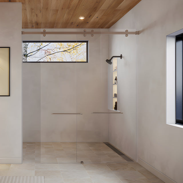 CRL Polished Stainless Steel Premium Brixen Series Two Door Bypass Sliding Shower Door System with Concealed Hardware