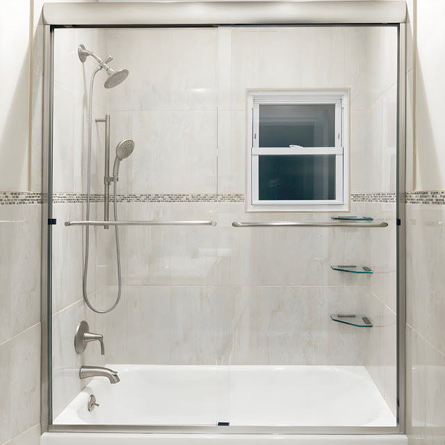 CRL Brushed Nickel 60" x 60" Cottage DK Series Sliding Shower Door Kit with Metal Jambs for 3/8" Glass