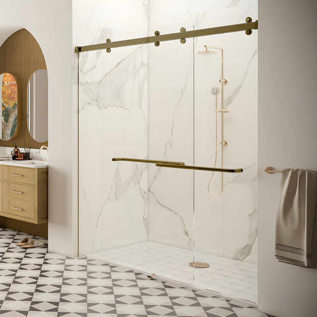 CRL Brushed Bronze Deluxe 180 Degree Cambridge Series Two Door Bypass Sliding Shower Door System