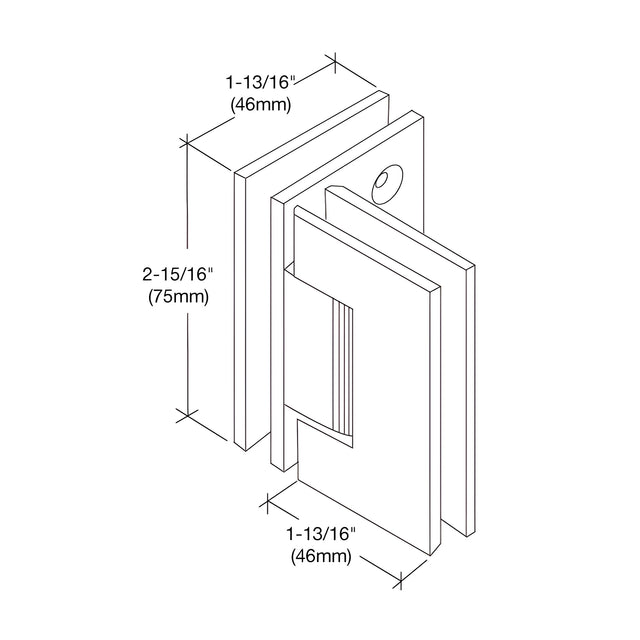 CRL Chrome Junior Geneva 092 Series 90 Degree Glass-to-Glass Hinge