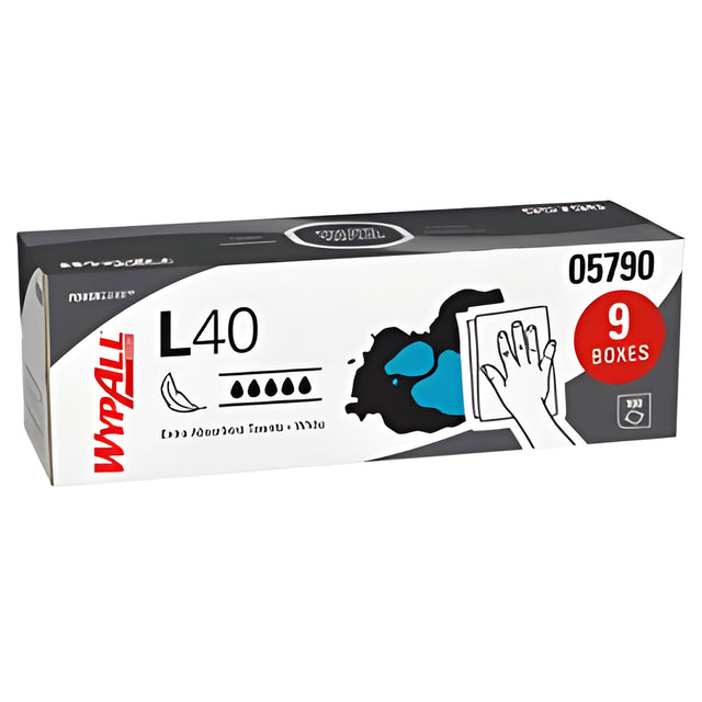 KC 05790 WypAll PowerClean L40 Extra Absorbent Towels, White, 100 Sheets / Box- 9 Boxes/ Case