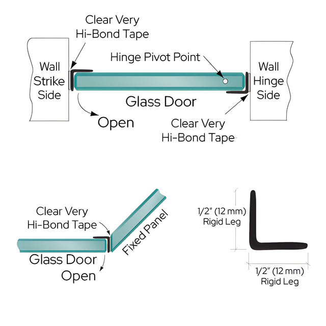 CRL 'L' 1/2" x 1/2" Clear Jamb with Pre-Applied Tape