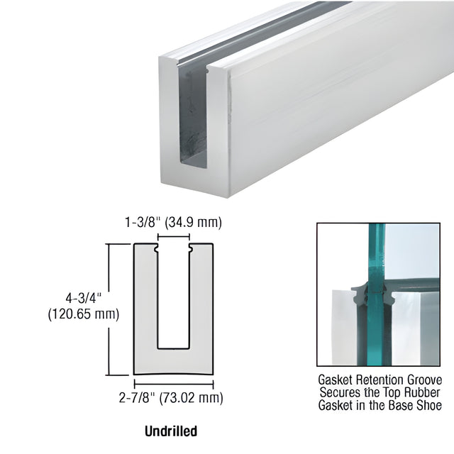 CRL L56S Series Mill Aluminum 10' Standard Square Base Shoe Undrilled for 9/16" Glass