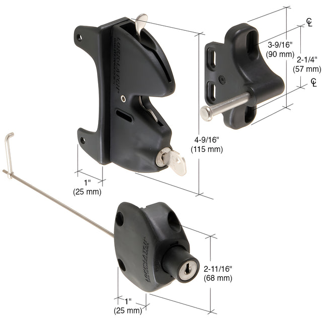 CRL Black Lokk-Latch® "Series 2" for Square Post