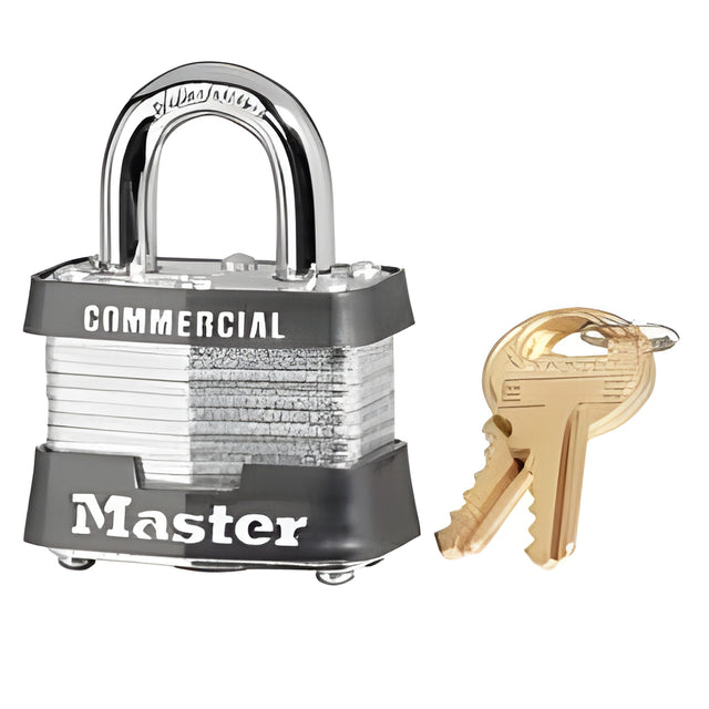 Master Lock Model No. 3, 1-9/16" Laminated Steel Lock Shackle 3/4 tall 9/32 Wide, Keyed Alike