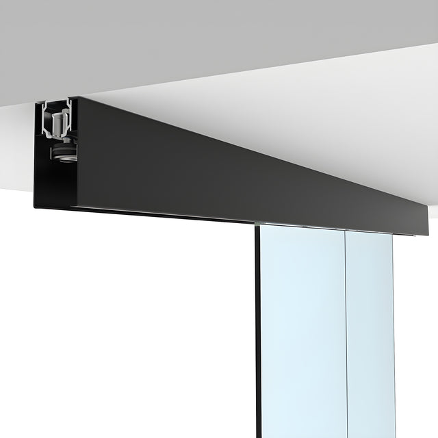CRL70 Matte Black Series Synchronized Ceiling Mount Bi-Parting Pocket Slider Kit