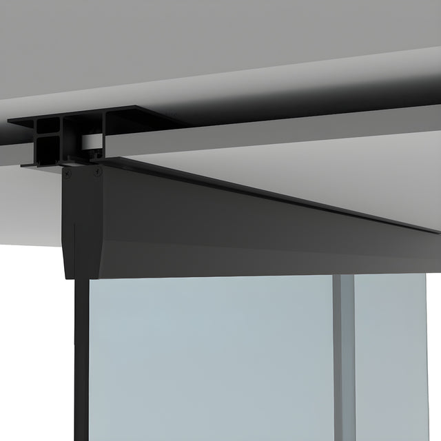CRL50 Matte Black Series Single Sliding Door with Fixed Panel Dropped Ceiling Mount Kit