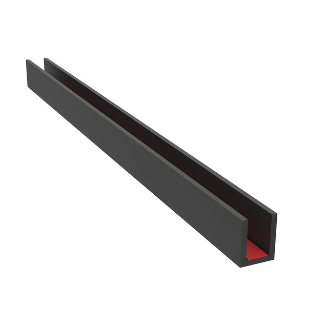 CRL Matte Black U Channel for 3/8" Glass Thickness - Length 118"