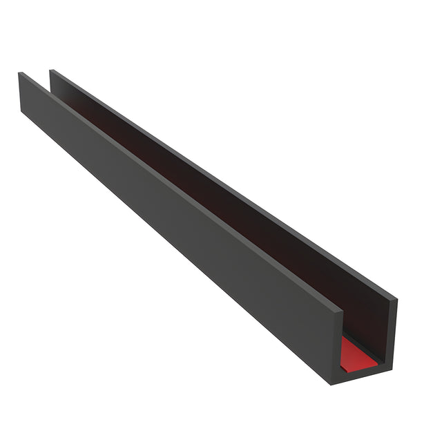 CRL Matte Black Grid U Channel for 1/2" Glass - Length 118"