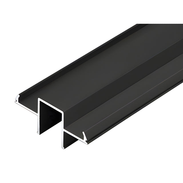 Matte Black Wood Top Cap Infill Glass Channel 241" Long