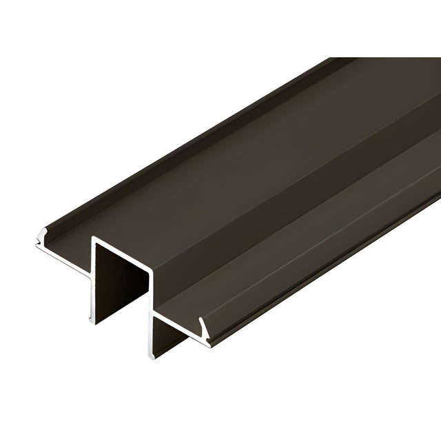Matte Bronze Wood Top Cap Infill Glass Channel 241" Long
