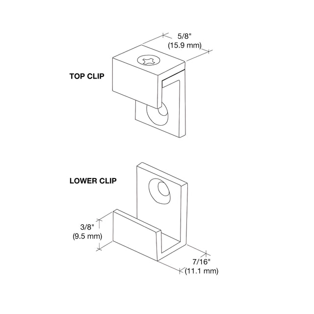 CRL Chrome 5/8" Wide Mirror Clip Set