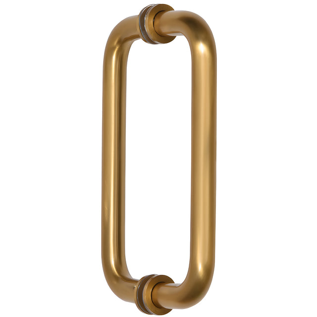 CRL Modern Gold 8" Back-to-Back Solid Brass 3/4" Diameter Pull Handles with Metal Washers