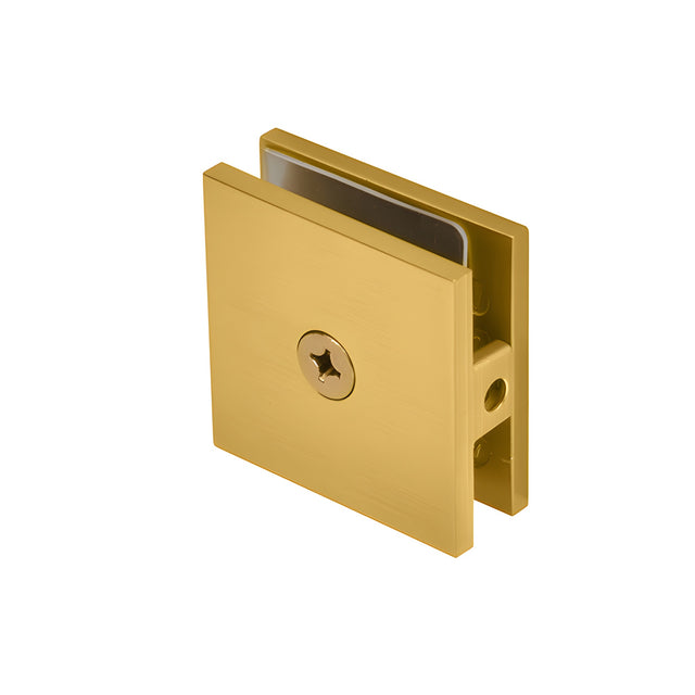 CRL Modern Gold Square Style Hole-in-Glass Fixed Panel U-Clamp