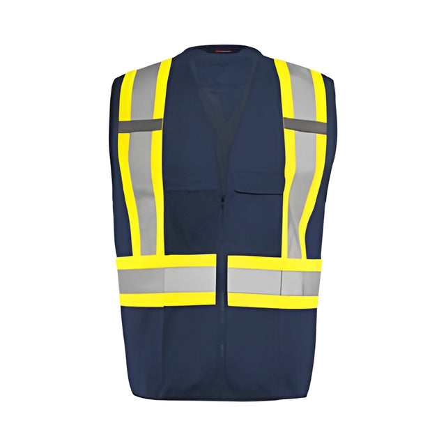 Traffic Vest with Zipper, Navy Blue, Large / X Large, L/XL
