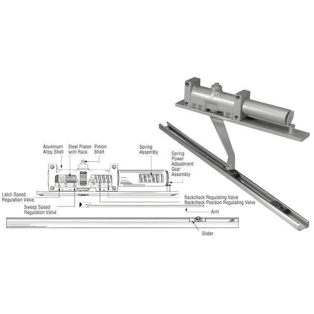 Norton® Aluminum 7900 Series No Hold Open Left Hand Interior Door Closer