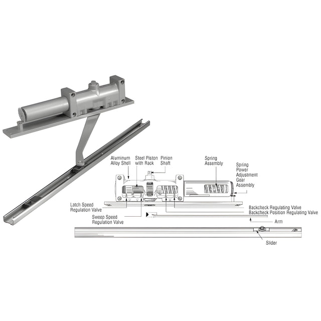 Norton® Aluminum 7900 Series No Hold Open Right Hand Interior Door Closer