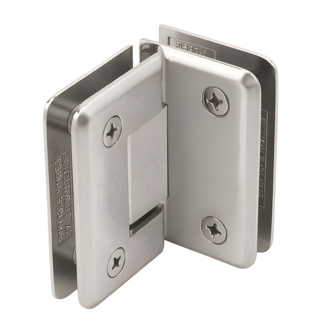 CRL Brushed Nickel Pinnacle 092 Series 90 Degree Glass-to-Glass Hinge